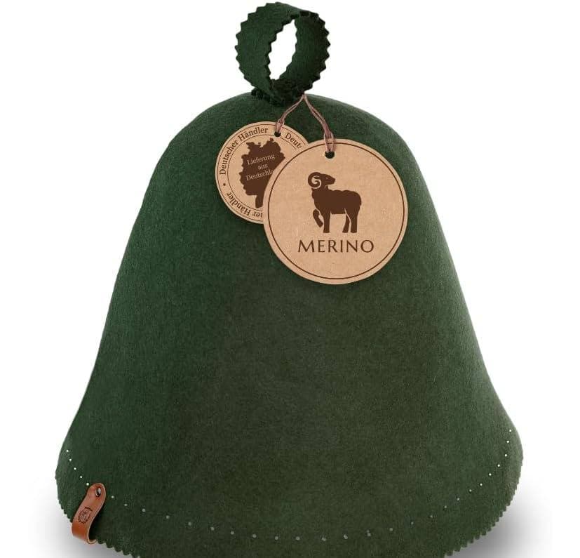NeSowok Merino Saunamütze L · Waldgrün