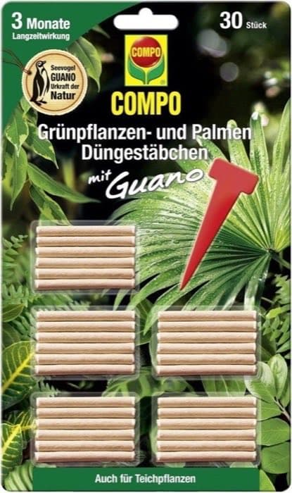 COMPO Grünpflanzen- und Palmen-Düngestäbchen mit Guano · 30 Stück