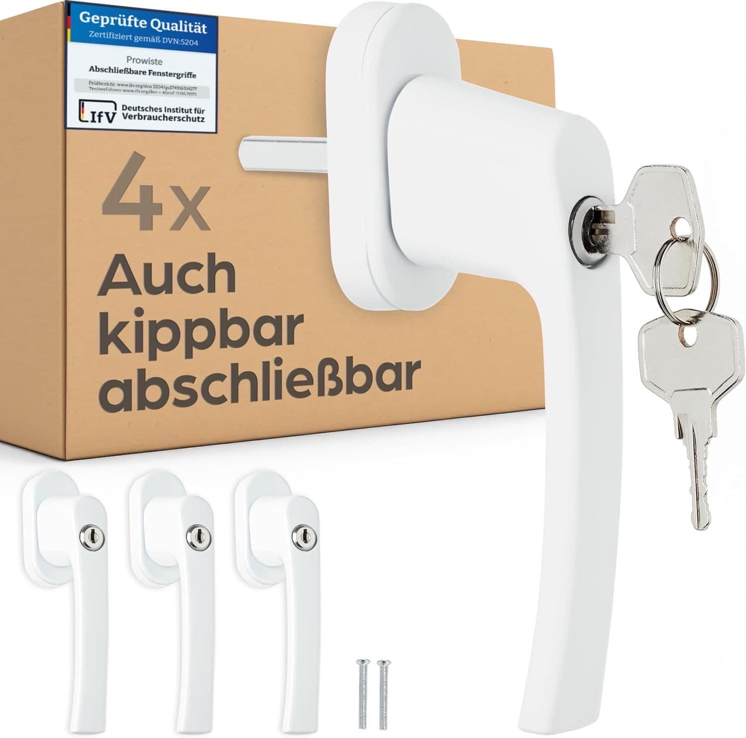 Prowiste 4× Fenstergriff abschließbar weiß