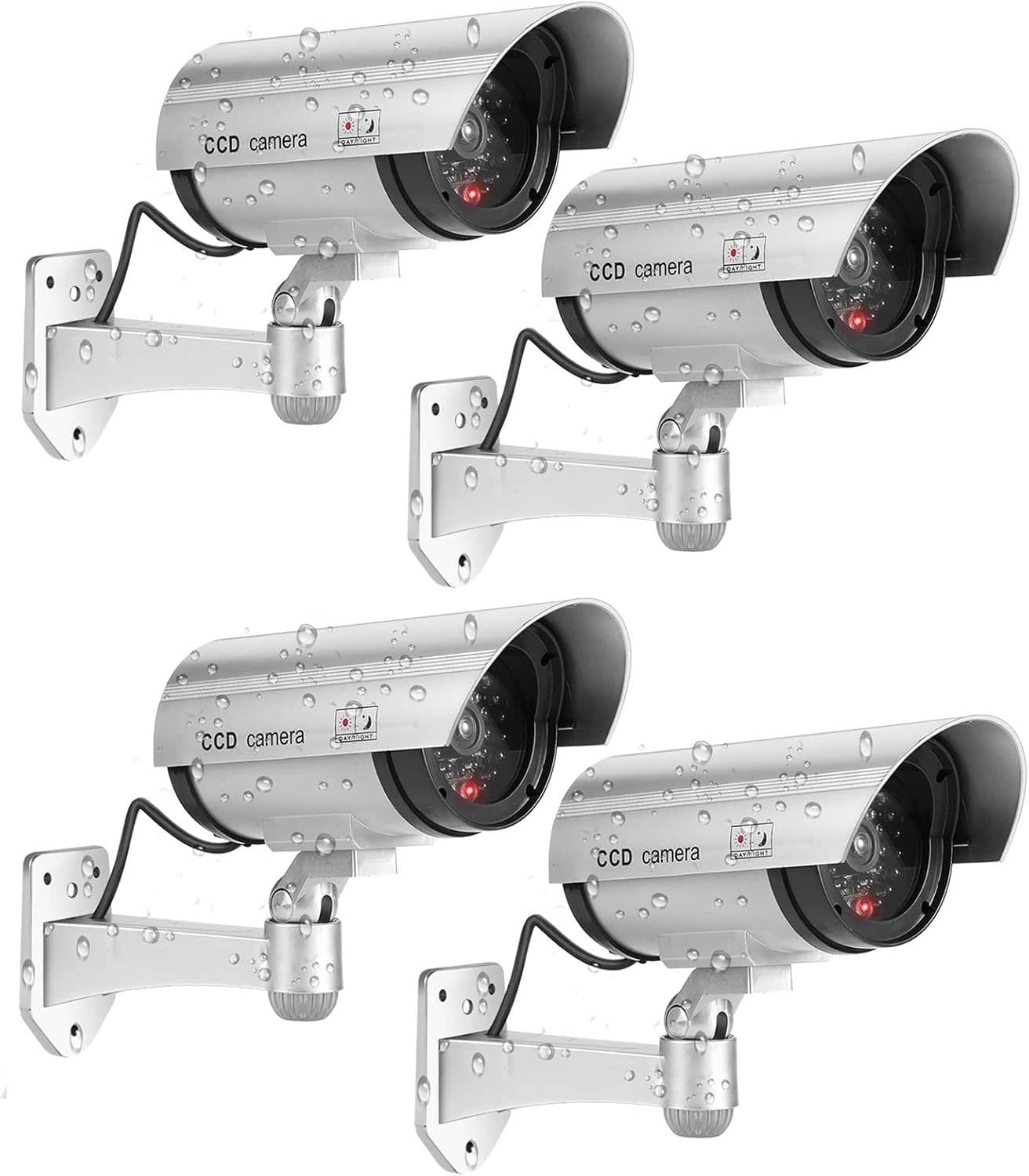 FITNATE 4× Kamera-Attrappe LED Silber