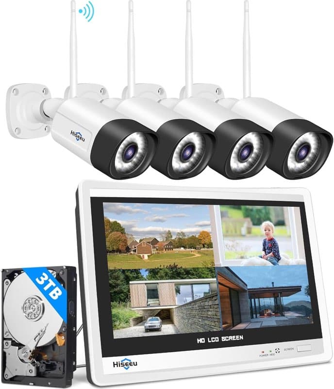 Hiseeu 5MP WLAN-Set 12" Monitor 3TB