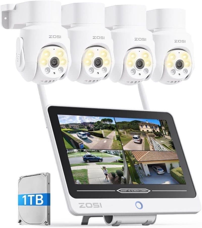 ZOSI 5MP WLAN-Set mit 1TB NVR Monitor