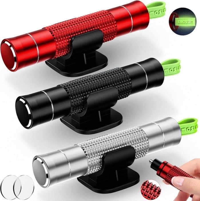 smosun Verbessert Gurtschneider Notfallhammer Mini, 2 In 1 (3 Stück)