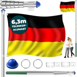 KESSER Teleskopmast 6,30 m inkl. Deutschlandfahne