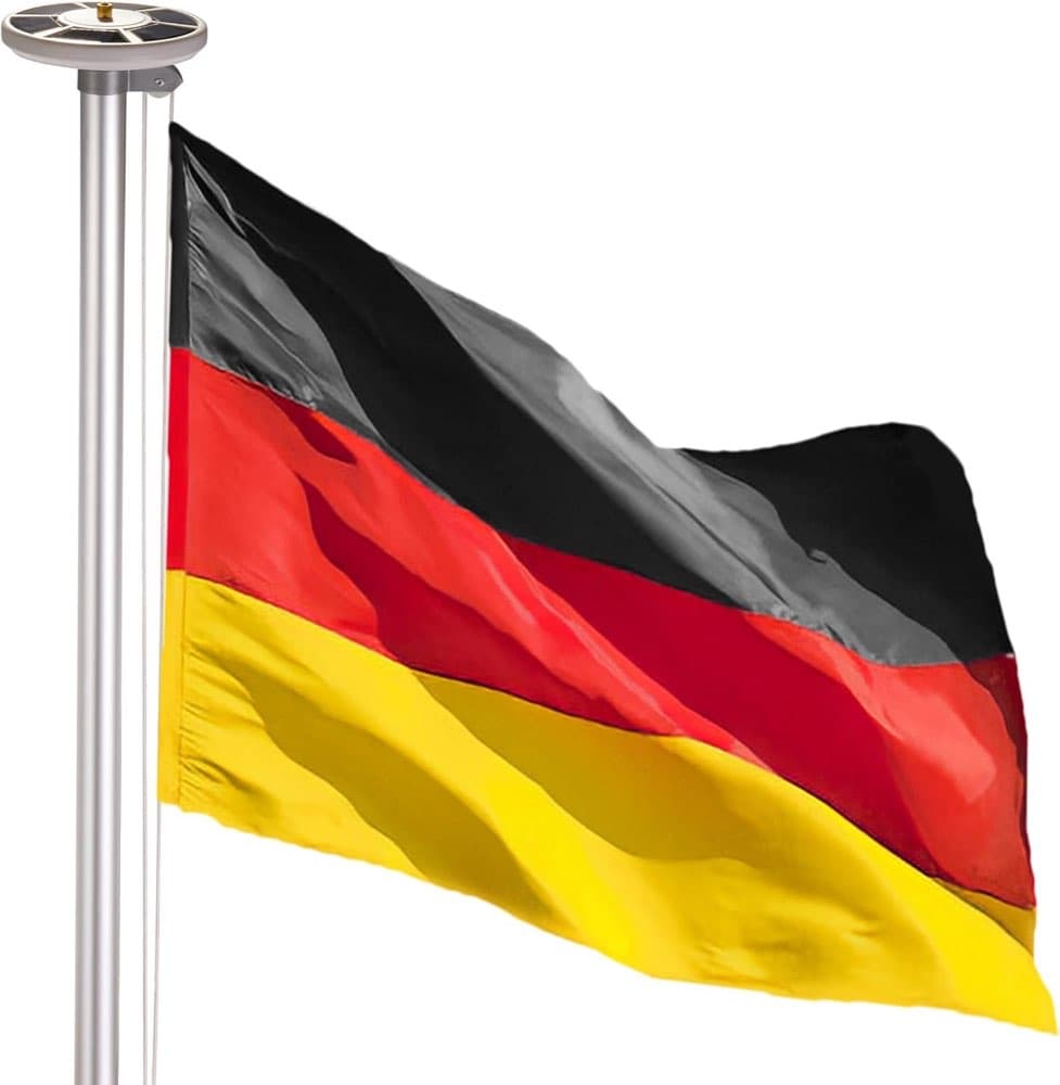 BRUBAKER 6 m Mast mit Deutschlandflagge und Solarlicht