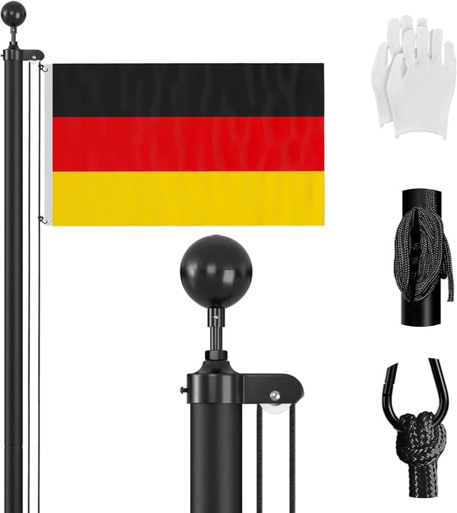 ZMTECH Fahnenmast 6 m mit 2 Flaggen