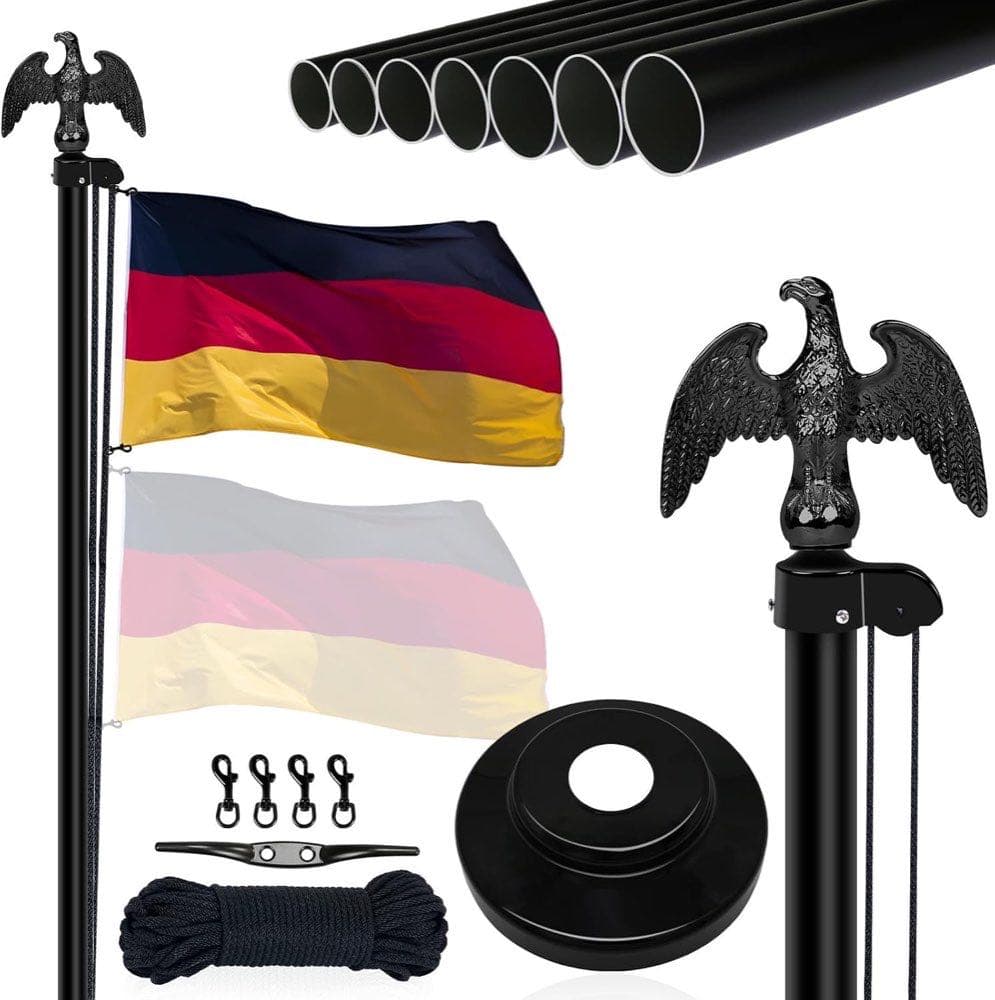 NQ Fahnenmast 6 m schwarz mit Adler