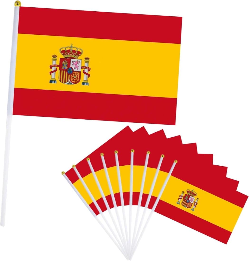 YAAVAAW Spanien-Handflaggen 10er-Set 14×21 cm