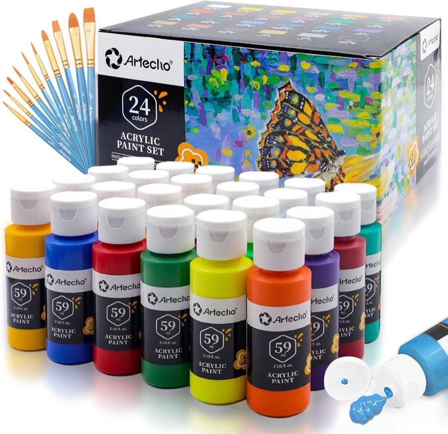 Artecho Acrylfarben 24 × 59 ml mit Pinsel
