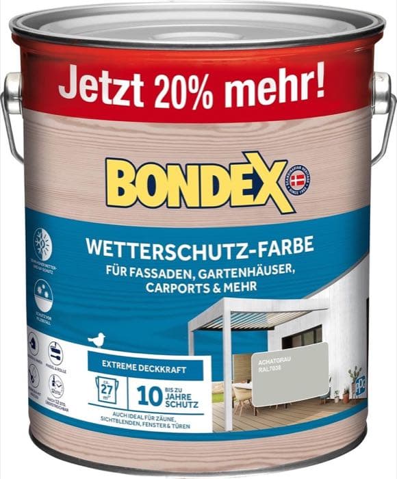 Bondex Wetterschutz-Farbe Achatgrau RAL7038 3 L