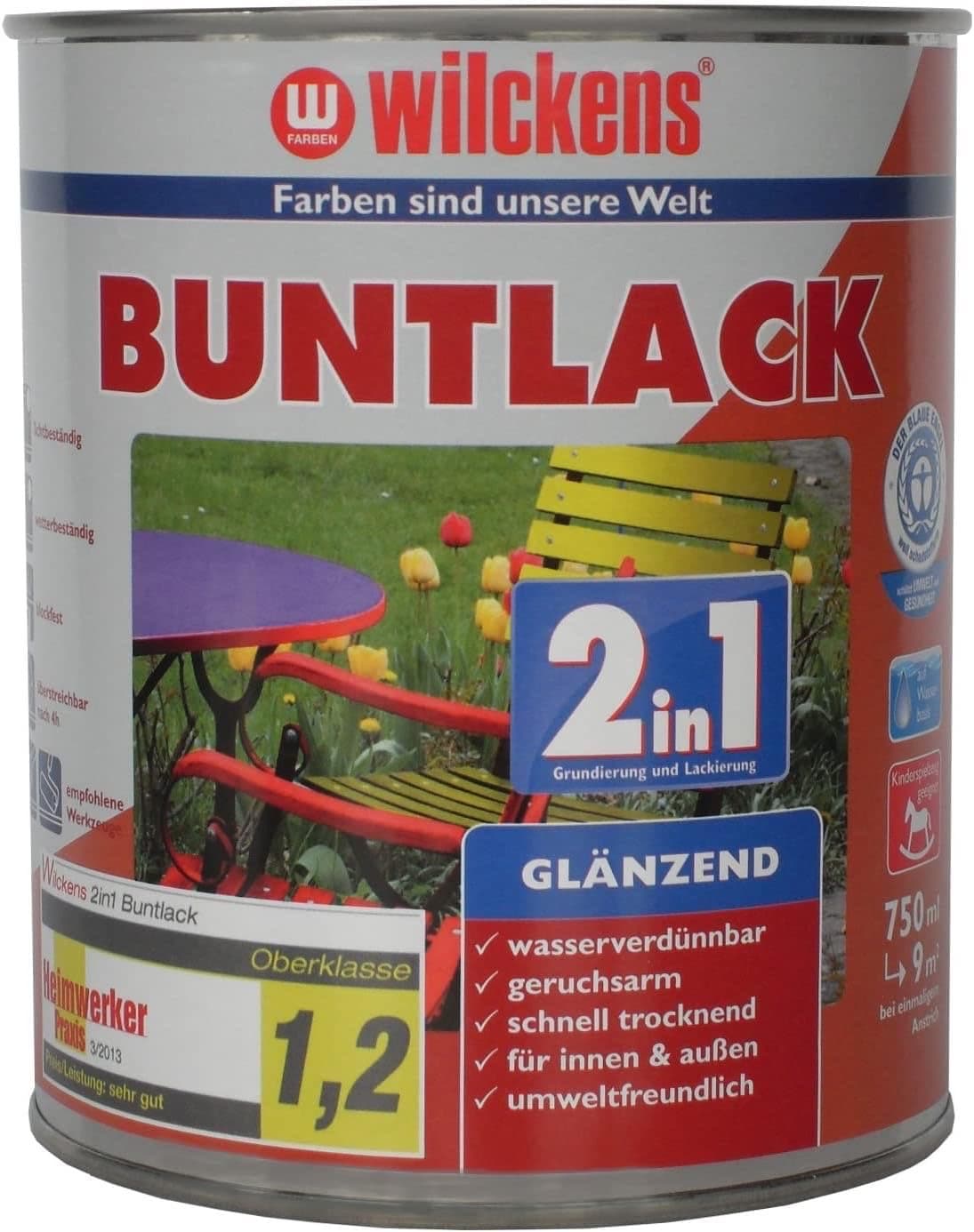 Wilckens 2in1 Acryl Buntlack glänzend RAL 9010 750 ml
