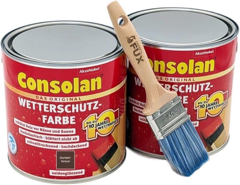 Consolan Wetterschutzfarbe 5 l Set Dunkelbraun