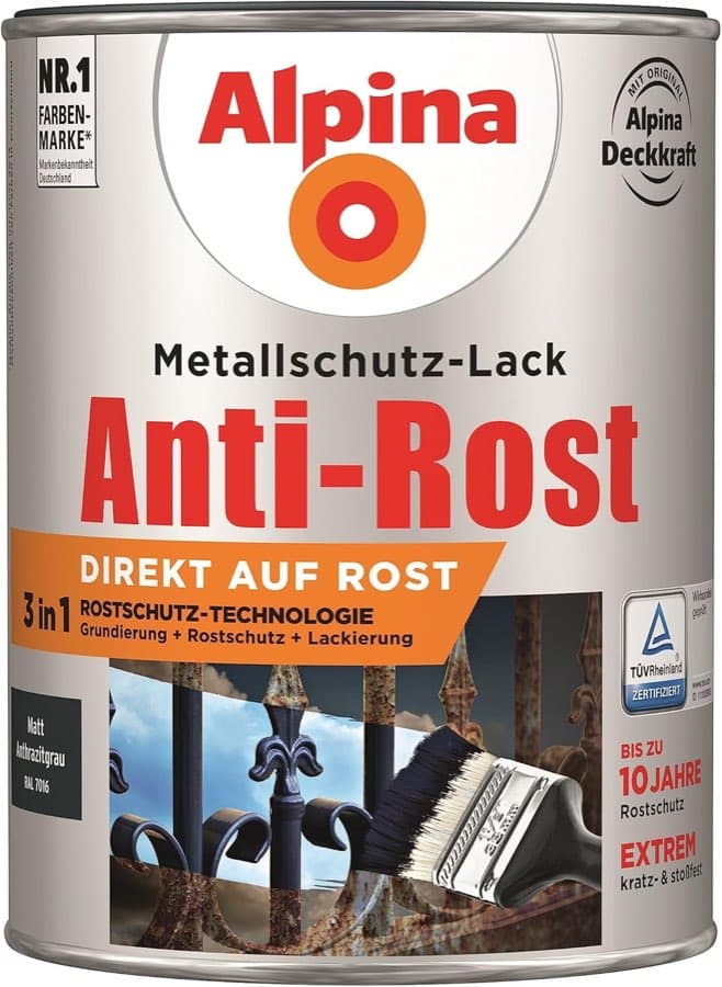 Alpina Metallschutzlack matt Anthrazitgrau 2,5 L