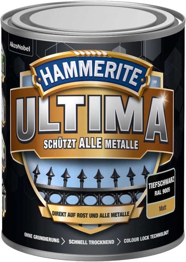 Hammerite Ultima Matt Tiefschwarz RAL 9005 750 ml