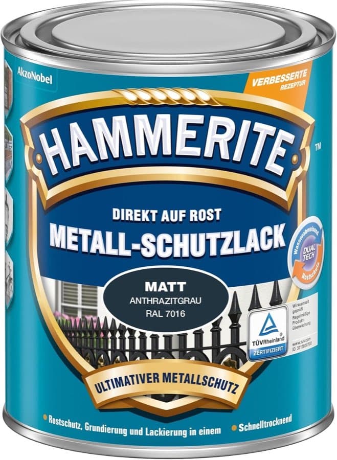 Hammerite Metallschutzlack Matt Anthrazitgrau 750 ml