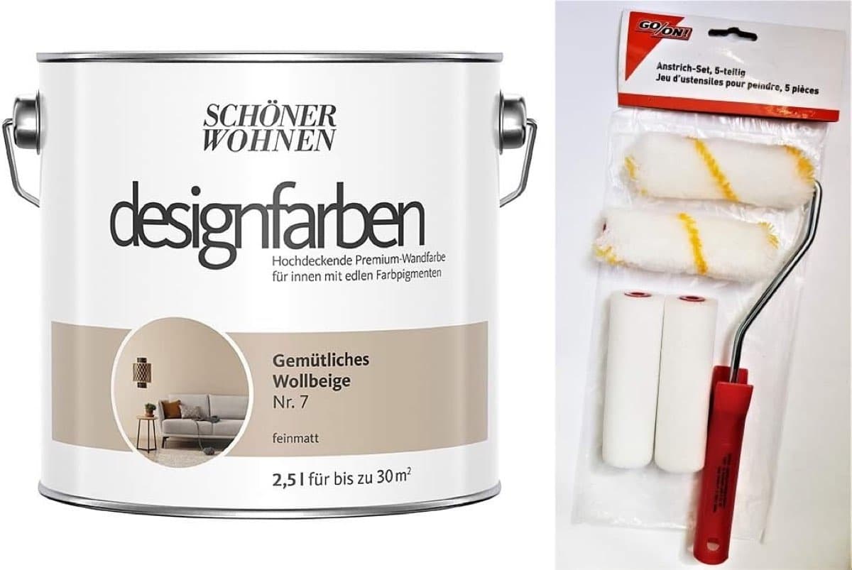 Schöner Wohnen Designfarbe Wollbeige 2,5 l + Set