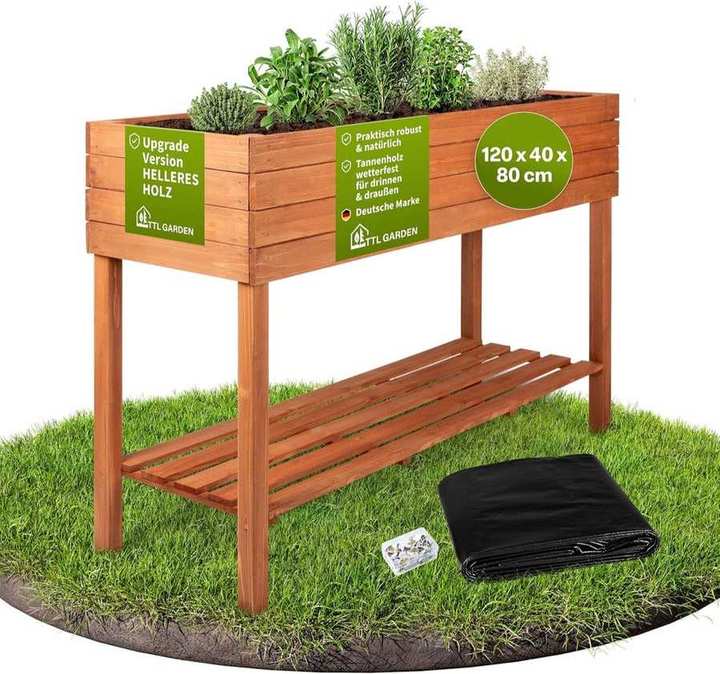 TTL GARDEN Balkon-Hochbeet XL 120 × 40 × 80 cm