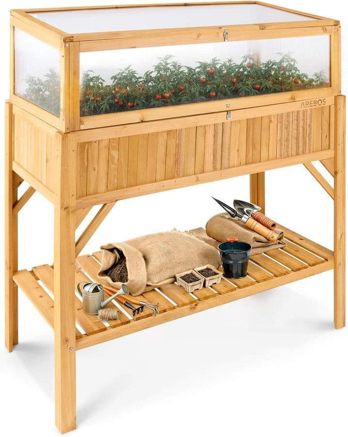 Arebos Holz-Hochbeet mit Frühbeet 191 L
