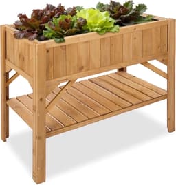 tectake Holz-Hochbeet mit Staufach 119 × 53 × 90 cm