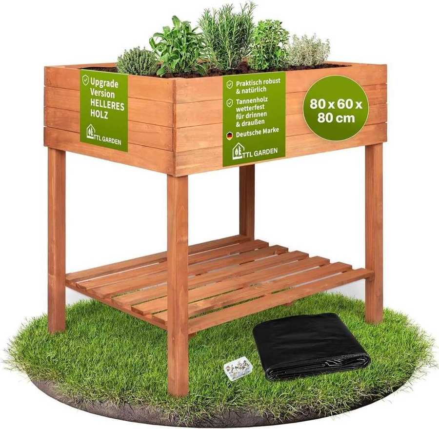 TTL GARDEN Balkon-Hochbeet L 80 × 60 × 80 cm