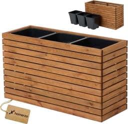 HOMERZO Holz-Pflanztopf mit Kunststoffeinsatz