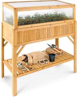 Arebos Holz-Hochbeet mit Frühbeetkasten 191 L