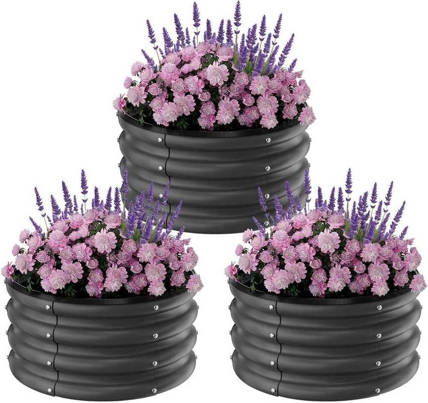 Virimolo 3er-Set runde Metall-Hochbeete