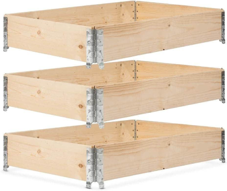 GARDIVO Palettenrahmen 120 × 80 × 20 cm (3er)
