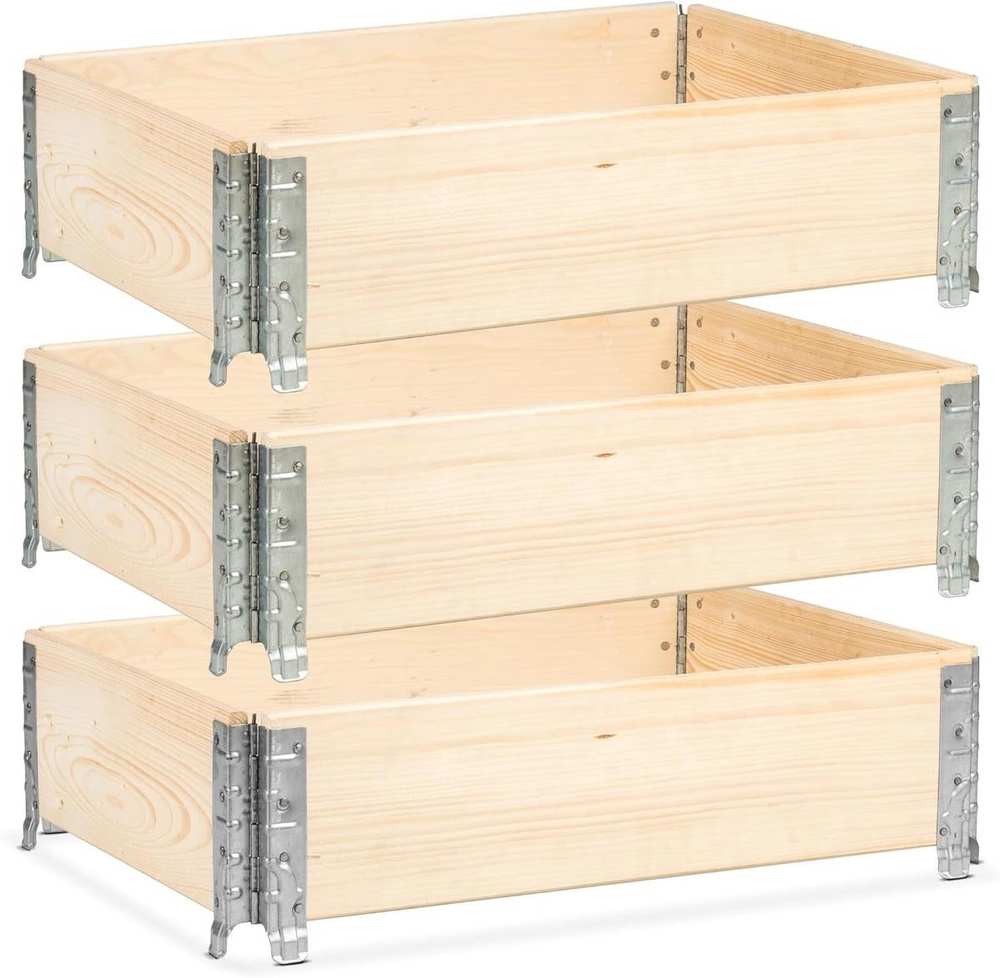 GARDIVO Palettenrahmen 80 × 60 × 20 cm (3teilig)