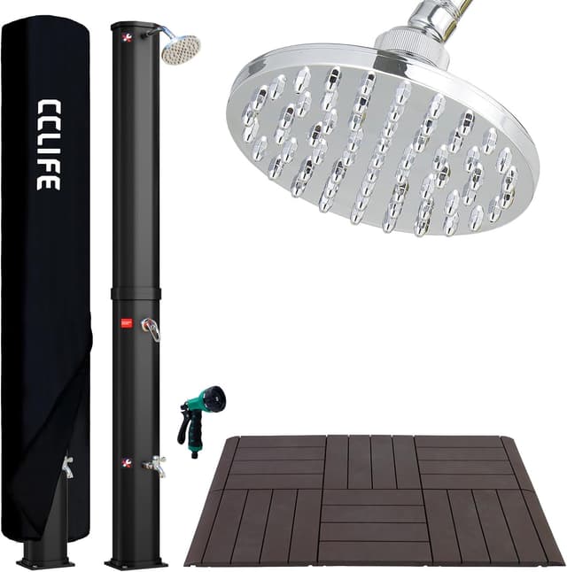 CCLIFE Solardusche 60 L mit Bodenplatte