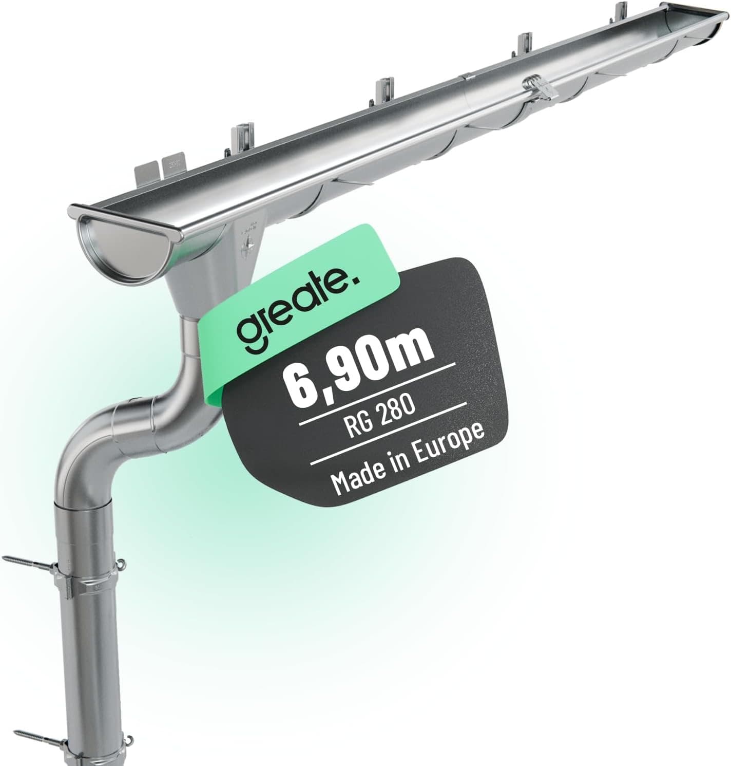 greate Dachrinnen-Set 6,9 m NG280 verzinkt