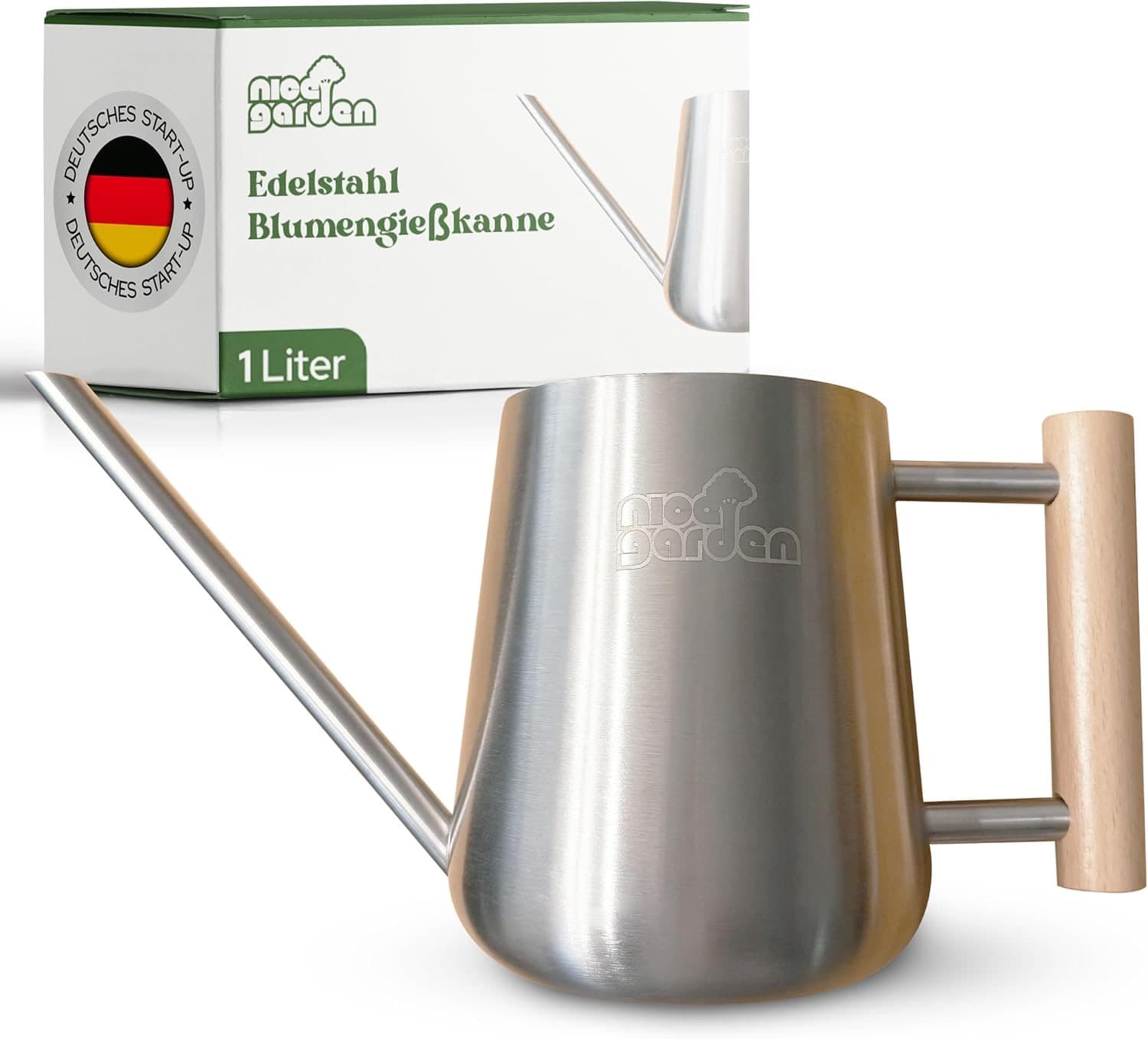 Nicegarden Edelstahl Gießkanne 1 L