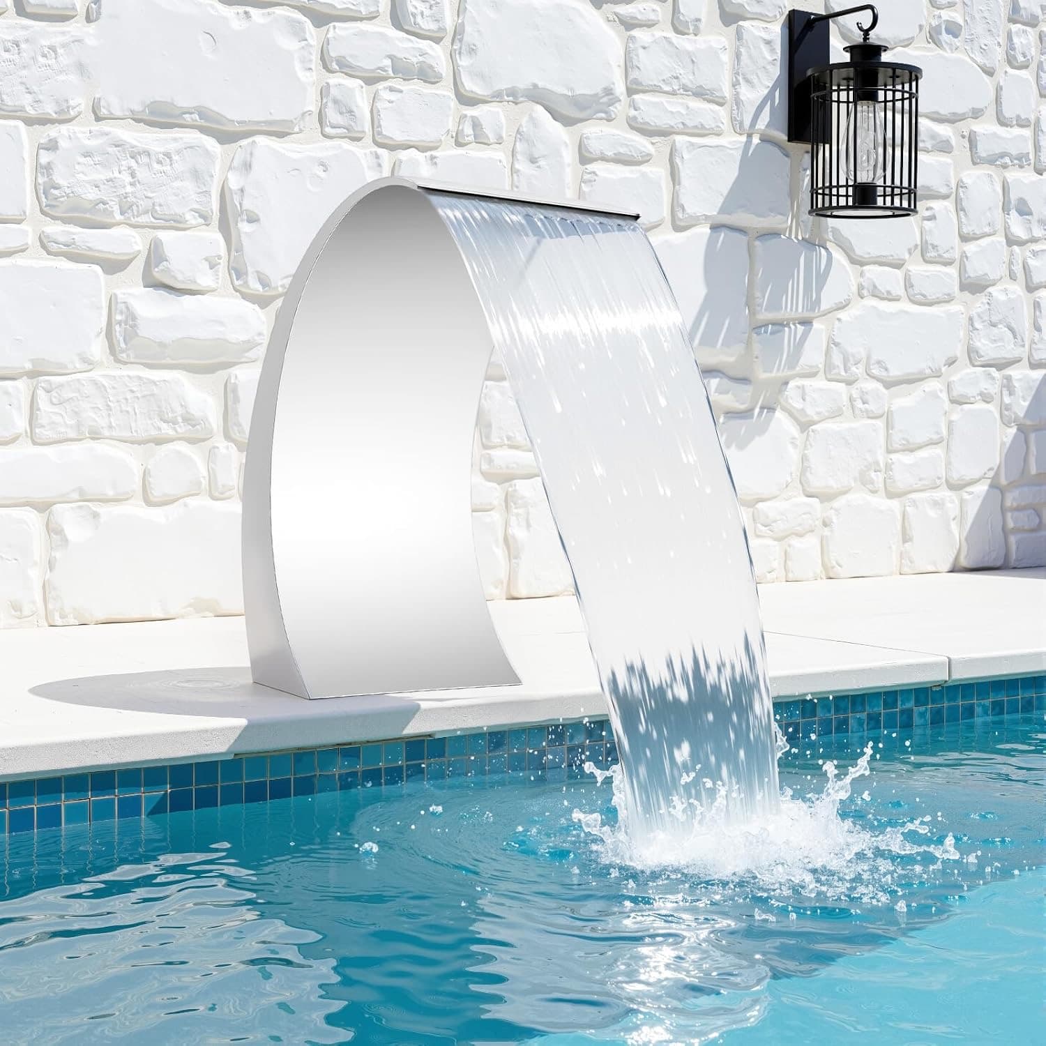 CHERIKIU Pool Brunnen Schwalldusche Edelstahl 30×60 cm