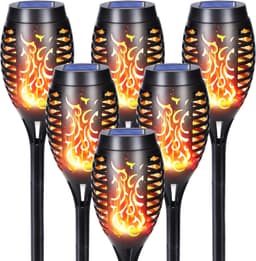 Qedertek Qedertek 6er Solar-Gartenfackeln Flammeneffekt