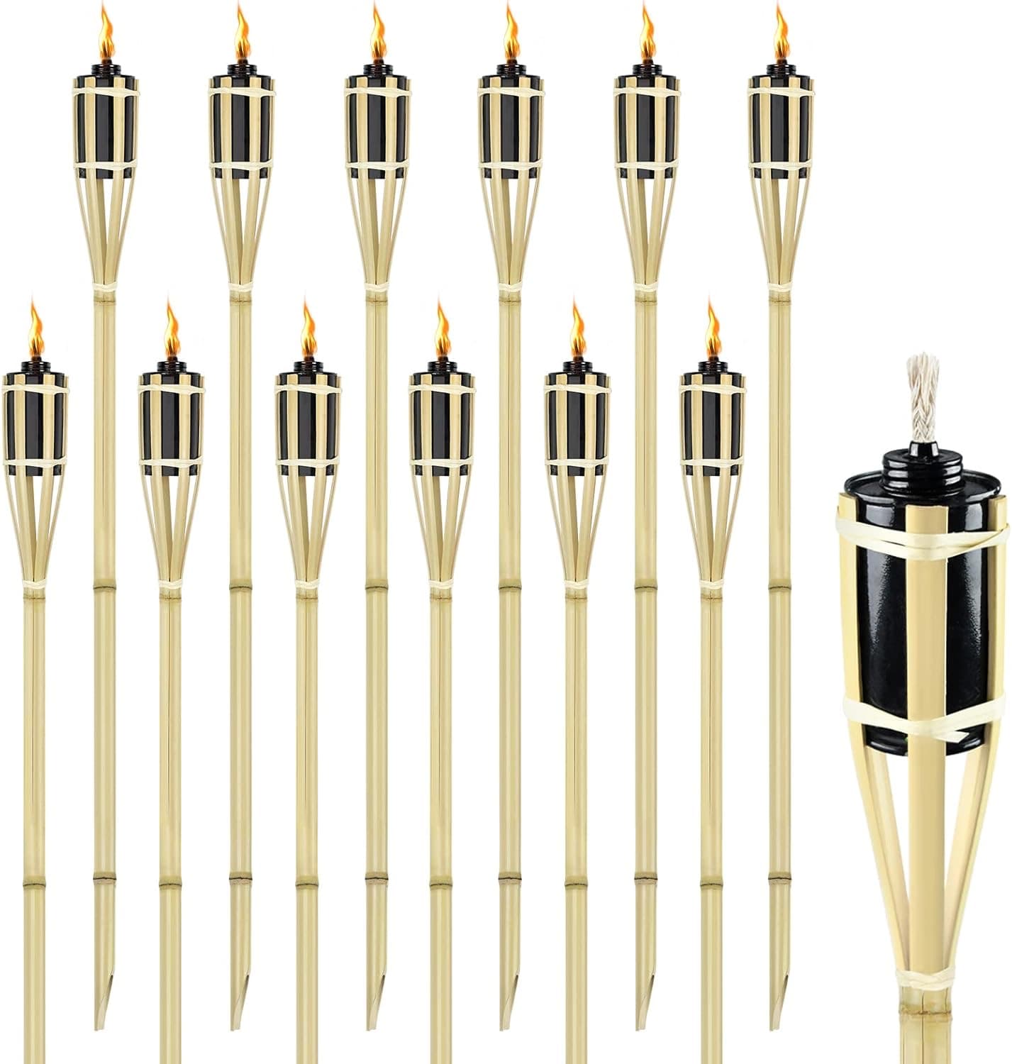 Aufun 12er Bambus-Gartenfackeln 90 cm