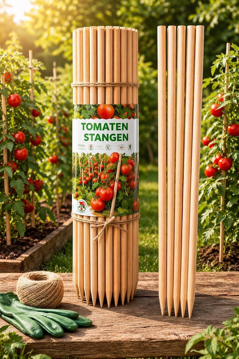10er Set Pflanzstäbe 110 cm Tomaten Rankhilfe