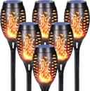 Qedertek 6 Stück Solar-Fackeln Flammeneffekt IP65