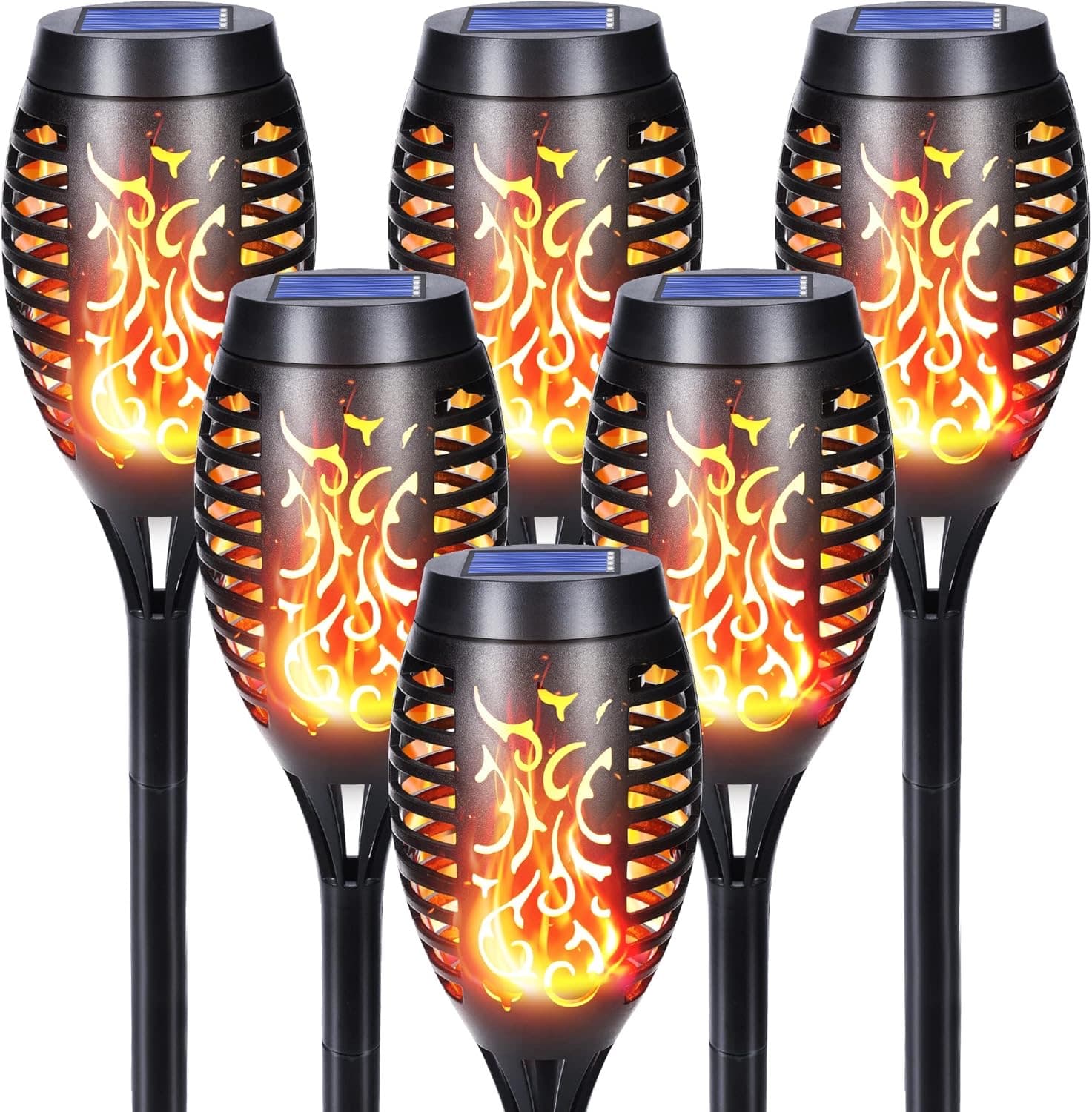 Qedertek 6 Stück Solar-Fackeln Flammeneffekt IP65