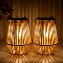 QIHANS Rattan-Optik Solar-Laternen 2er-Set