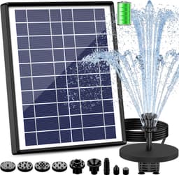 AISITIN AISITIN 6,5W Solarbrunnen für Draussen mit Batterie und 10 Fontänenstile