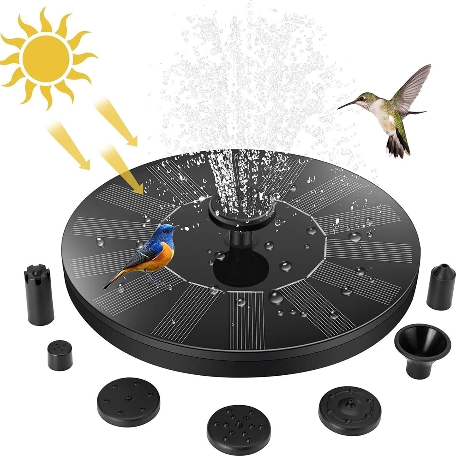 Jsdoin Solar Springbrunnen für Außen, Solarbrunnen für Draussen mit 6 Düsen