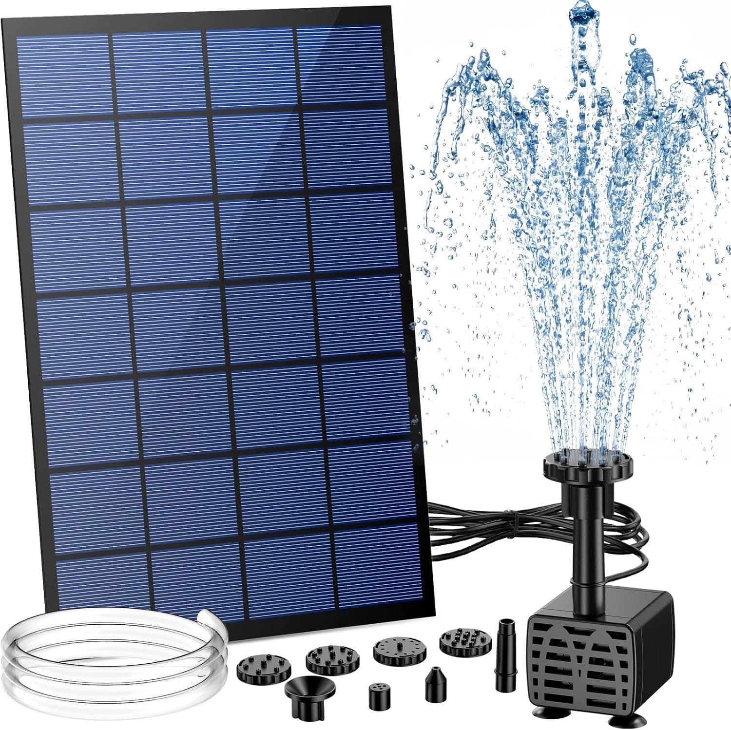 AISITIN Solar Solarbrunnen 2,5W DIY Solar Teichpumpe mit 1,2M Wasserleitung