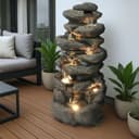 Arnusa Gartenbrunnen BK902 Felsen-Wasserfall 100 cm mit LED