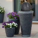 Arnusa Gartenbrunnen BK910 Kugelbrunnen Steinoptik 71 cm mit LED