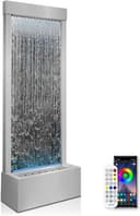 LONGRUN Glas Wasserwand Edelstahl 123 cm