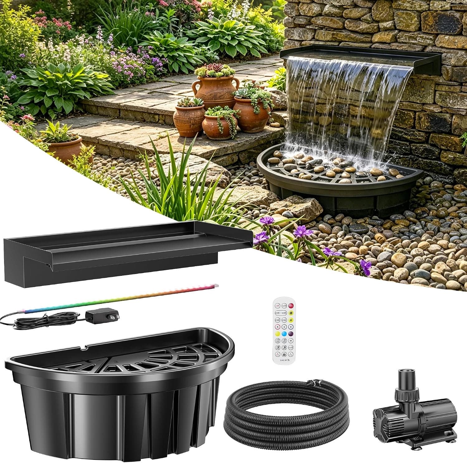 POPOSOAP Teich-Wasserfall-Set 6000 l/h