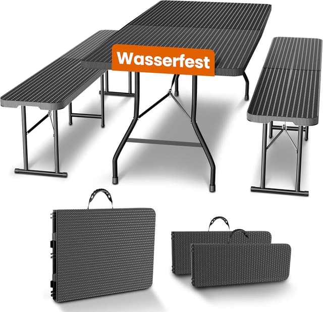 NewHabitat Bierzeltgarnitur Polyrattan Klappbar