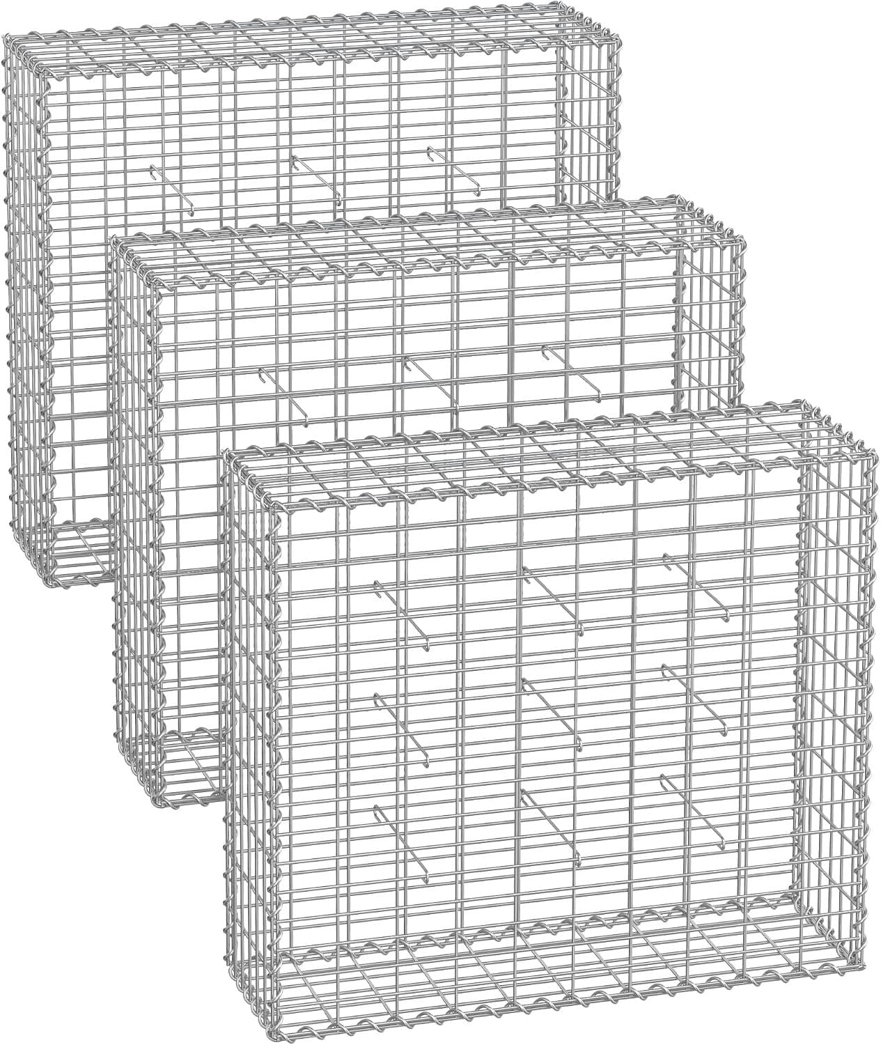 SONGMICS Gabionenkörbe 3er-Set 100×90×30