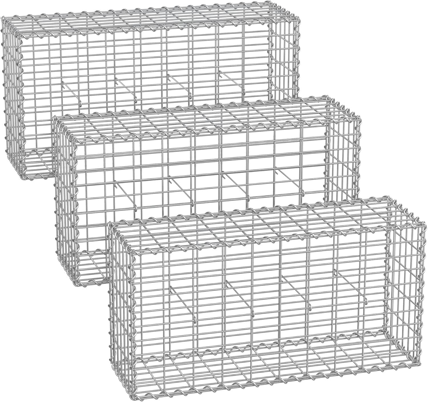 SONGMICS Gabionenkörbe 3er-Set 100×50×30
