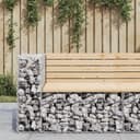 Gabionen-Gartenbank Kiefer 92×71×65,5 cm